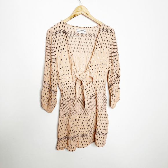 Faithfull the Brand x Anthropologie Trinidad Tunic Tie Front Dress pink womens M - Picture 2 of 8